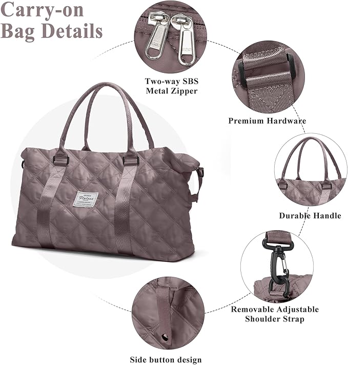 HYC00 Travel Duffel Bag,Carry-on Overnight Weekender Bags for Women,Sports Tote Gym Bag with Wet Pocket