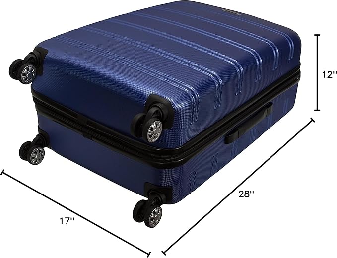 Rockland Melbourne Hardside Expandable Spinner Wheel Luggage, Blue, Checked Large 28"