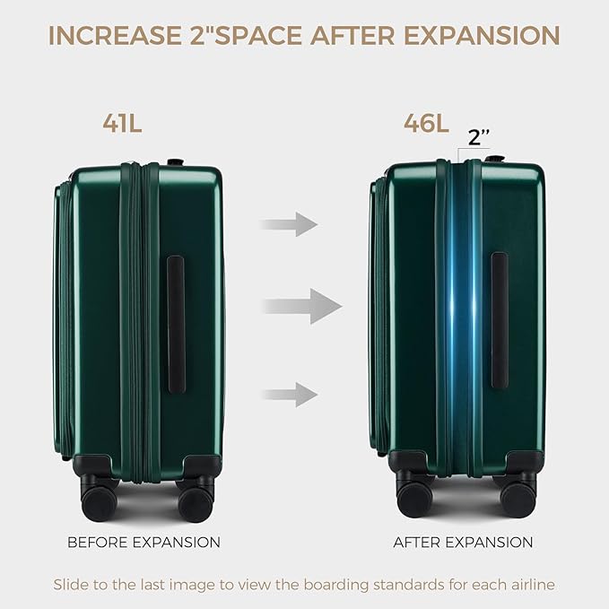 Carry on Luggage Top opening Suitcases, Expandable with Cup Holder and USB Charging Port,Lightweight with Front Pocket Rolling Suitcases with Spinner Wheels