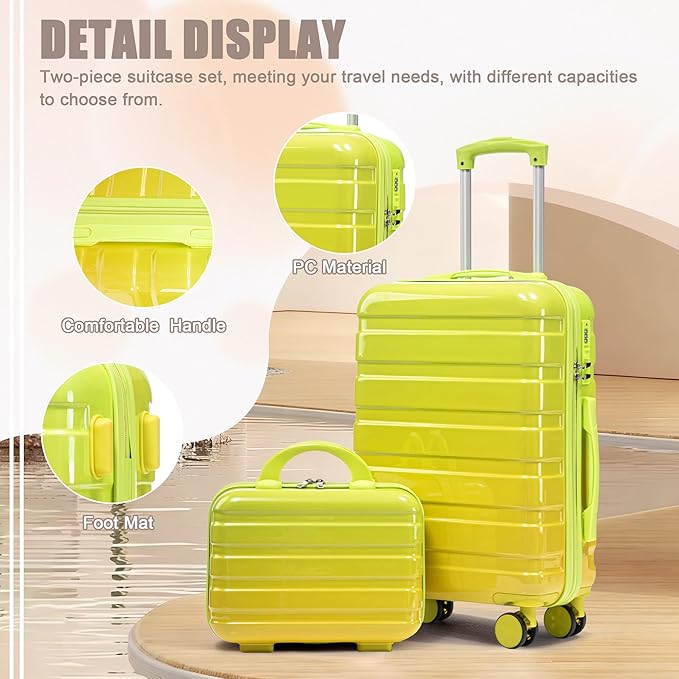Hardside Luggage, Lightweight Durable Suitcase with Spinner Wheels Transition Yellow