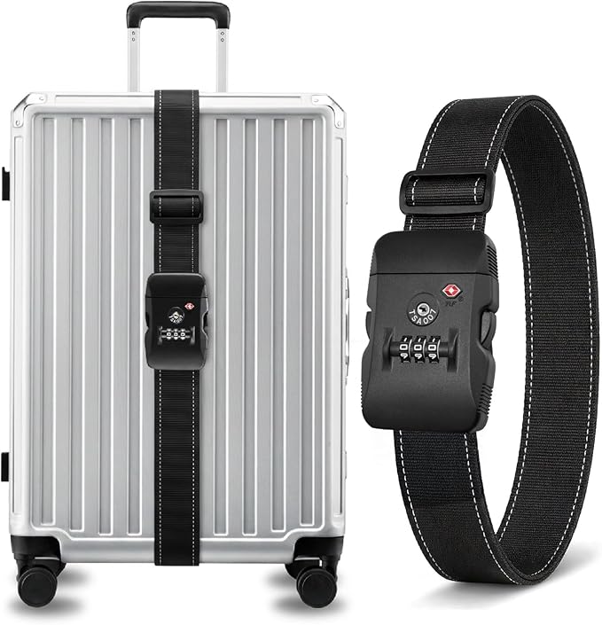 LUGGEX Luggage Straps TSA Approved, Luggage Straps for Suitcases, Easy Adjustable & Reinforced Buckle (Black 20-32inch, 1 Pack)