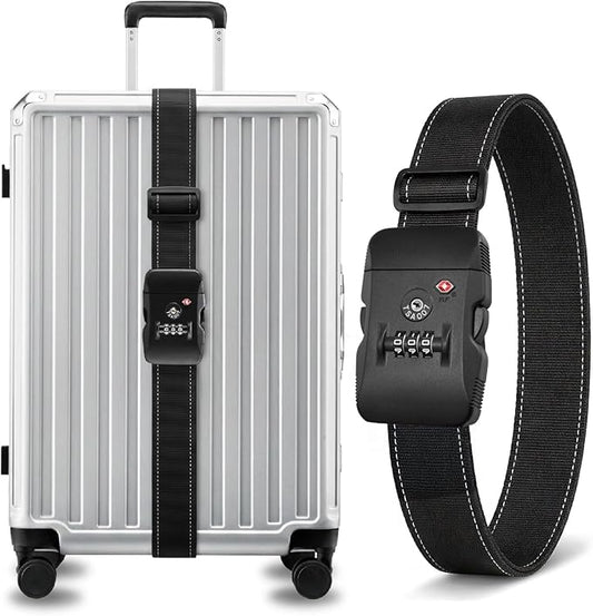LUGGEX Luggage Straps TSA Approved, Luggage Straps for Suitcases, Easy Adjustable & Reinforced Buckle (Black 20-32inch, 1 Pack)