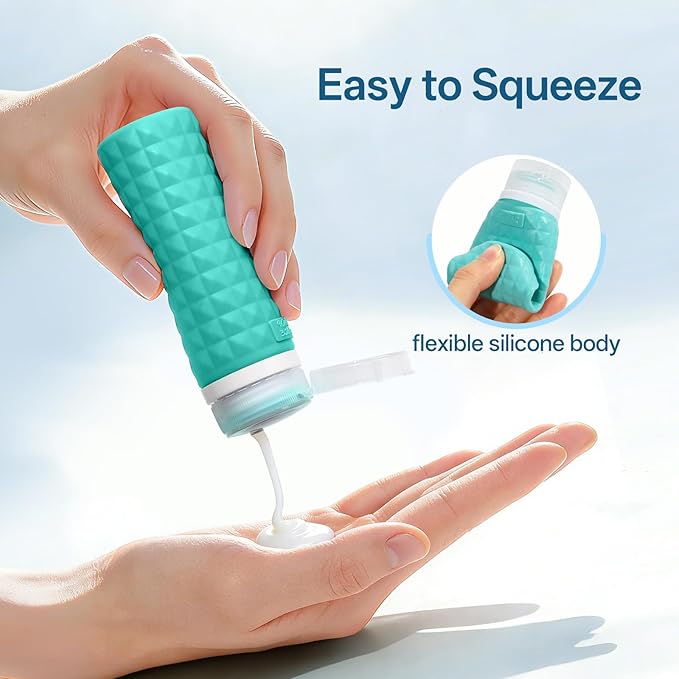 Travel Bottles for Toiletries, TSA Approved Travel Size Containers, Leak Proof Silicone Shampoo Bottles, Small Toiletry Containers with Clear Bag for Shampoo Conditioner Lotion