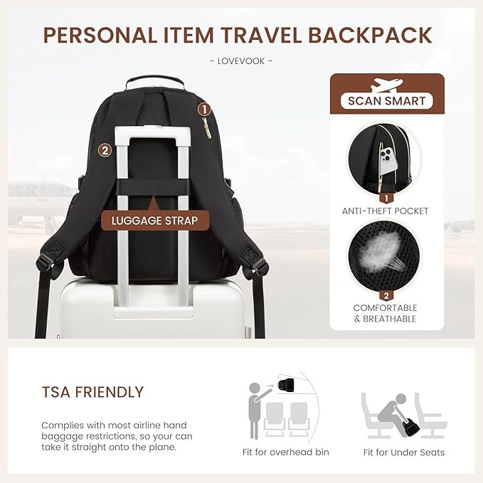 LOVEVOOK Laptop Backpack for Women with Pouch Pocket for Large Capacity Cup,15.6 Inch Teacher Nurse College Work Backpack Purse,Waterproof Laptop Bag Computer Back Pack for Travel,Black+Wicker pattern