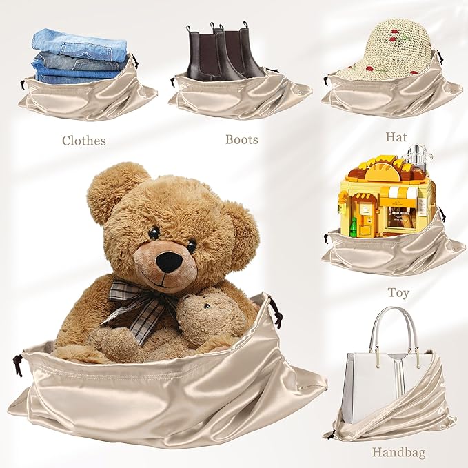 P Pothuiny 2 Pcs Satin Dust Bags for Handbags