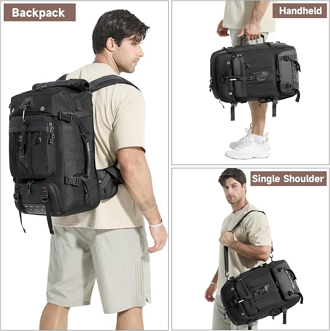 SWICKY 50L Large Capacity Travel Backpack, Outdoor Hiking Camping Bag with Shoe Compartment, Heavy Duty, Fits 17" Laptop