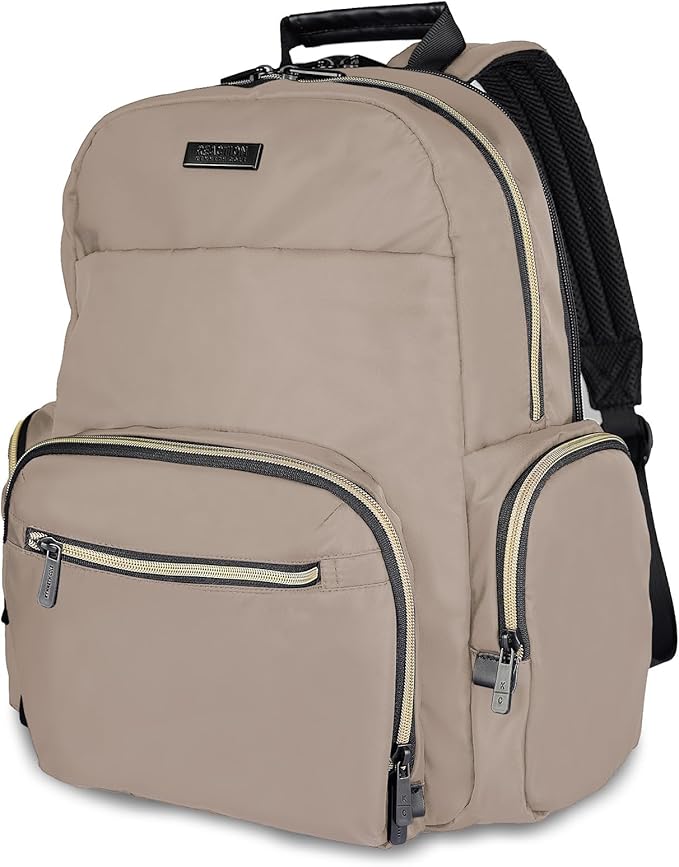 Kenneth Cole REACTION Madison Square Lightweight Hardside Chevron Expandable Spinner Luggage, Taupe, 2-Piece (20" Carry On + Sophie Backpack)
