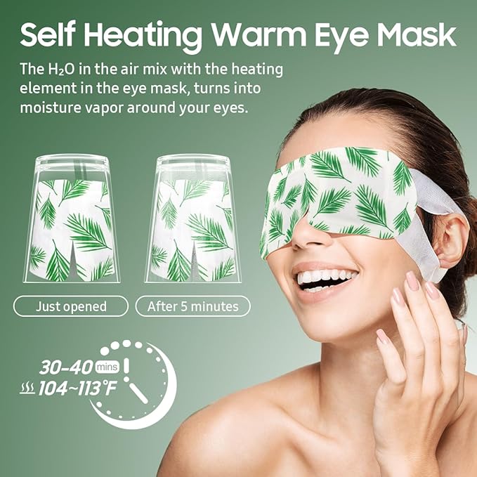 20Packs Steam Eye Mask, Heated Eye Mask Warm Compress for Eyes, Disposable Self Heating Steam Mask for Home, Sleep, Spa, Travel Essentials & Relaxation Gifts, Valentine's Day Gifts (Tea Tree)