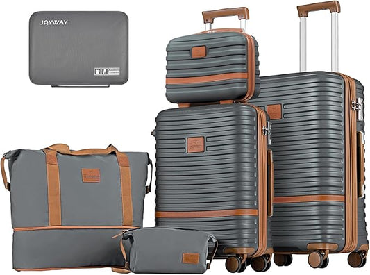 Joyway Carry on 20Inch &24 Inch Checked Luggage Set, 2-Piece Expandable Suitecase Set with Spinner Wheel, Hard Shell Suitcase with TSA Lock(Grey)