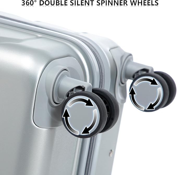 Hardshell Luggage, Lightweight Suitcase with Spinner Wheels, Silver