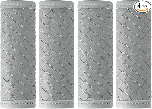Leather Luggage Handle Wraps for Suitcase, 4 Pack Luggage Handle Cover Identifiers Tags Markers for Travel Accessories (Grey)