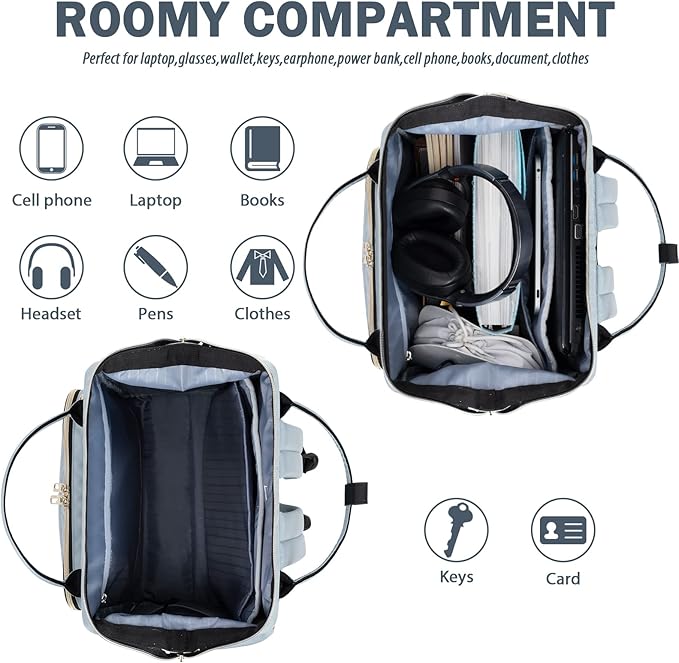 VANKEAN 17 Inch Laptop Backpack for Women Men Fashion Computer Work Bag, Large Capacity Waterproof, with USB Port & RFID Pockets, College Daypack Business Travel Backpack, Light Blue
