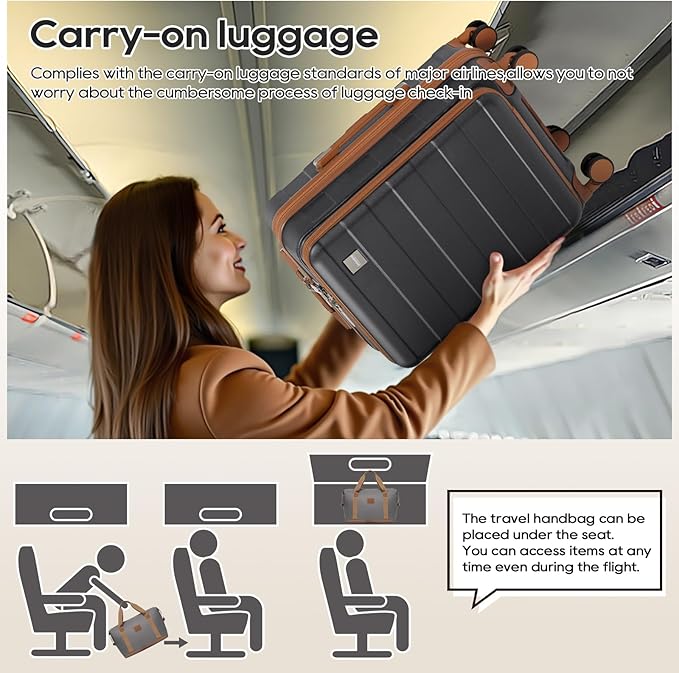 imiomo Carry on Luggage Airline Approved with Front Pocket and USB Port, Hard Shell 20 Inch Travel Carry-on Suitcase with Spinner Wheels and TSA Lock, Grey