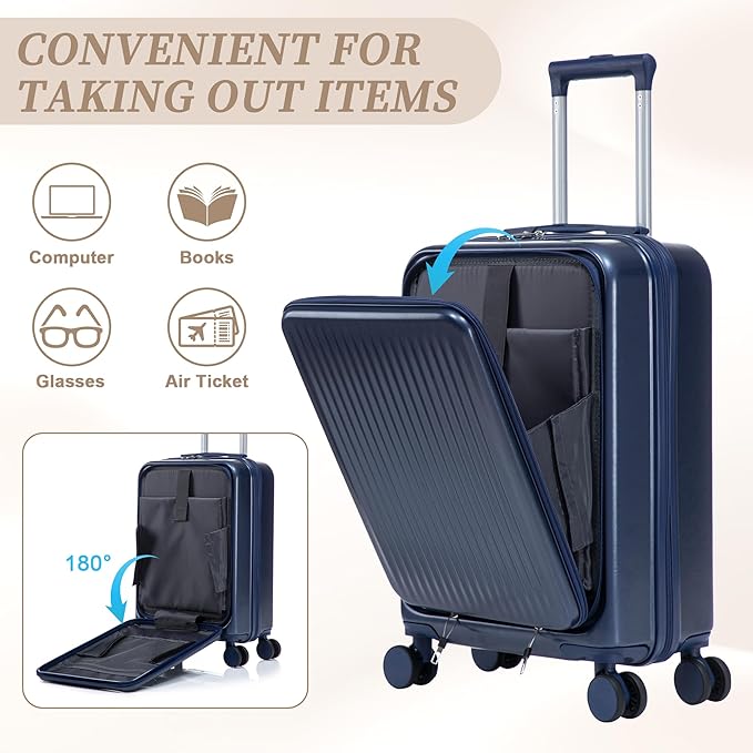 Hardside Luggage, Lightweight Suitcase with Spinner Wheels, 20/14 Inch