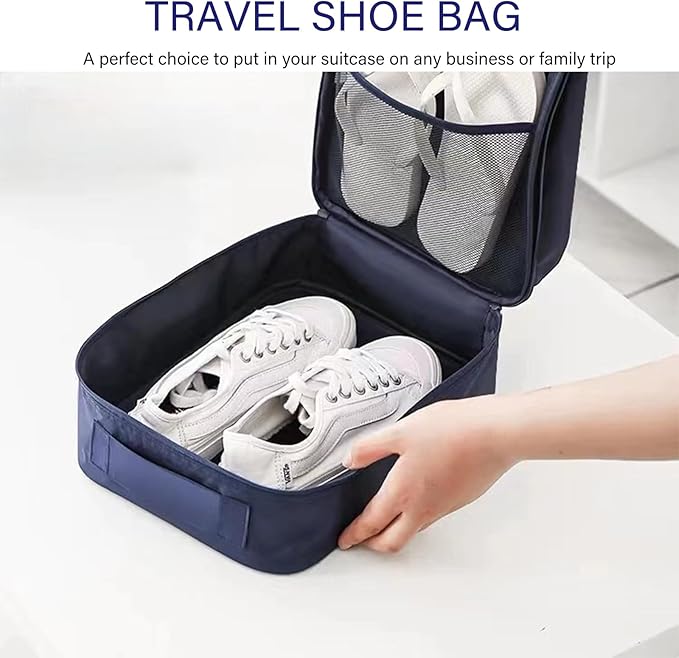 Travel Shoe Bag Holds 3 Pair of Shoes, Hezelf Shoe Storage Pouch for Travel and Daily Use, Travel Suitcase Shoe Organizer, Waterproof