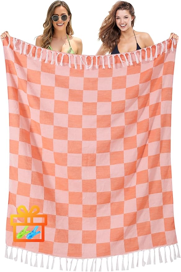 Antfuny Giant Beach Towel Blanket Autumn Outing Stuff for Women & Men Road Trip Camping Gear Ship Cruise Gear Must Haves Yard Mat Large L Coral Plain Pattern Airplane Accessories Travel Gadgets