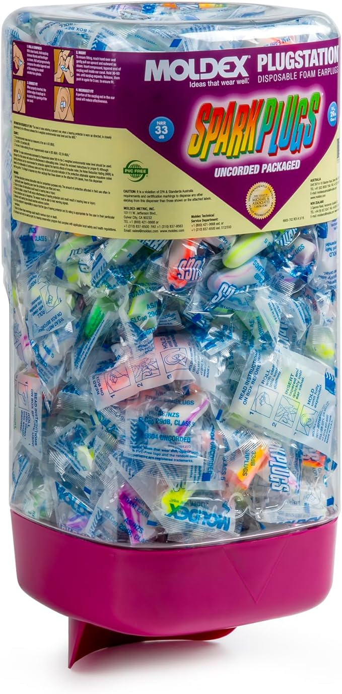 Moldex SparkPlugs PlugStation Uncorded Disposable Foam Earplug Dispenser 6605, NRR 33dB