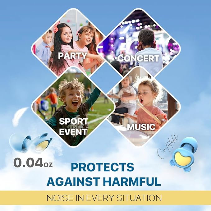 Kids Ear Protection Kids Ear Plugs (6-12yrs) - Reusable Everyday Noise Relief for Child Adult with Small Ear Canal, for Focus, Anxiety, Stress, School, Home, Playtime –26 dB Noise Reduction Earplugs