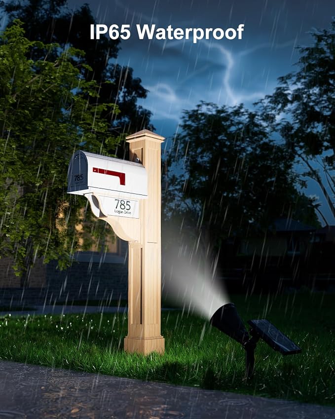 Solar Spot Lights Outdoor Cool White LED Waterproof Landscape Flood Lamp | 2 Modes Lighting, Large Size Power Panel, 12 Hrs Lasting Working, Bright Illuminated Flag, Tree, Flower, Lawn, Garden, Yard