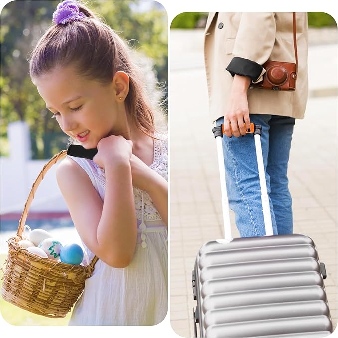 2Pack Luggage Handle Wrap For Suitcase Travel Essential Bright Black Color Soft Luggage Identifiers For Suitcases Neoprene Material Comfortable Suitcase Handle Wraps For Suitcase For Traveling