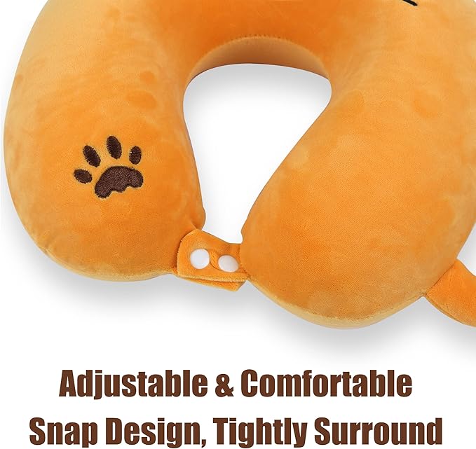 Sexysamba Cartoon Headrest & Neck Pillow for Kids Boys & Girls, Teens, Travel Accessories for Airplane, Car, Recline, Memory Foam Cute Travel Pillow with Sleep Eye Mask - Lion