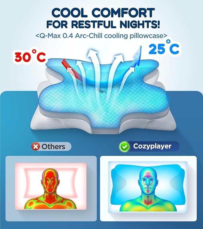 Effective Pain Relief Cervical Neck Pillow for Sleeping, Ergonomic Cooling Side Sleeper Pillow for Neck Support, Orthopedic Contour Memory Foam Pillows, Bed Pillow for Back Stomach Sleeper