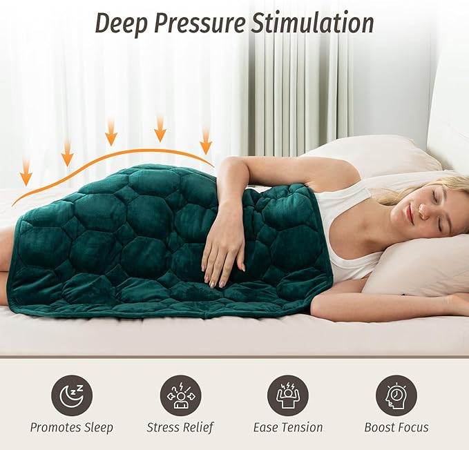 Wemore Weighted Lap Blanket 7lbs for Adults, Small Weighted Blanket for Travel, Calming, Relaxing, Napping and Sleeping, All-Season Weighted Lap Pad, Machine Washable, Dark Green 24x29 inches