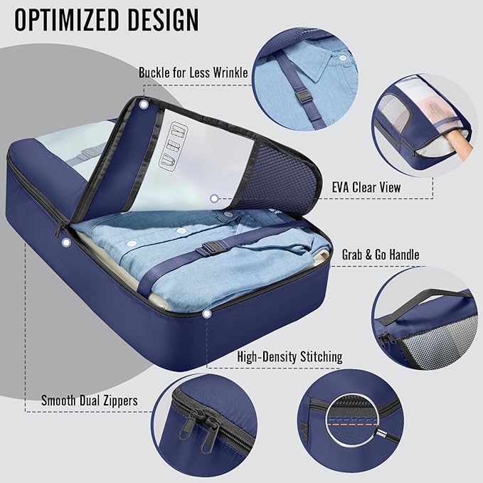 Veken 10 Set Packing Cubes for Travel Essential, Suitcase Organizer Bags in 4 Sizes, Carry-On Luggage Accessories with Large Laundry & Hanging Toiletry Bag, Must-Have for Airplane, Road Trip & Camping