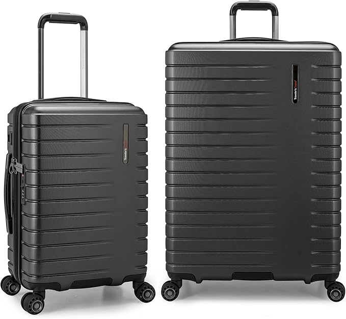 Traveler's Choice Archer Polycarbonate Hardside Spinner Luggage Set,Tie Down Straps Grey, 2-Piece