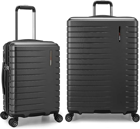 Traveler's Choice Archer Polycarbonate Hardside Spinner Luggage Set,Tie Down Straps Grey, 2-Piece