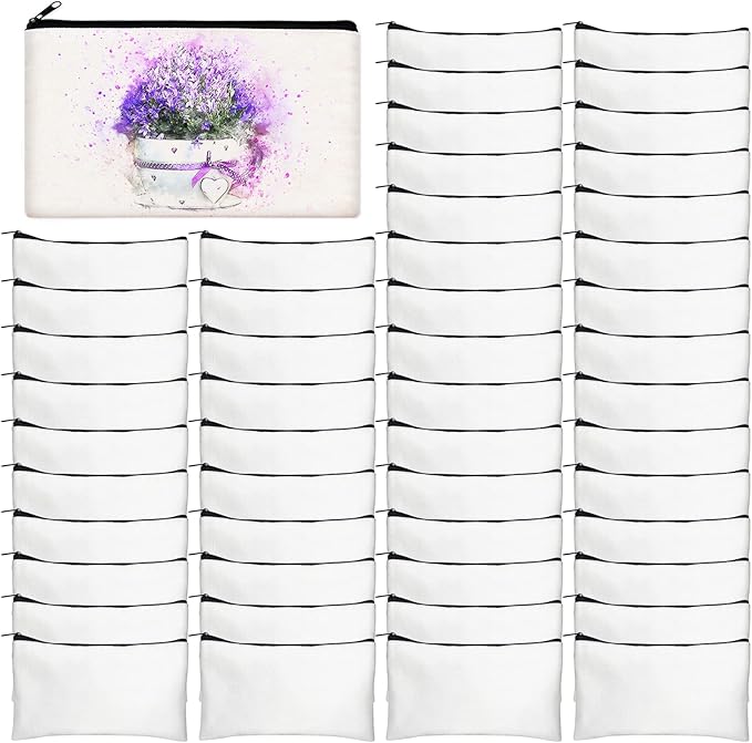 Legigo Blank Canvas Bag Zipper Pouch Makeup Bags Bulk - Multi-Purpose Canvas Pencil Pouch with Sturdy Zipper, Cosmetic Bag Travel Toiletry Bag for DIY Craft Projects, Storage (8.3 x 5 inches)