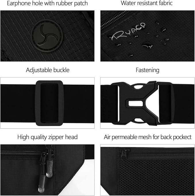 RYACO Money Belt for Men & Women Travel Hidden Wallet Secure RFID Blocking Waterproof Pouch for Passport, Cards, Cash& Phone Adjustable& Wearable Slim Waist Bag Under Clothes
