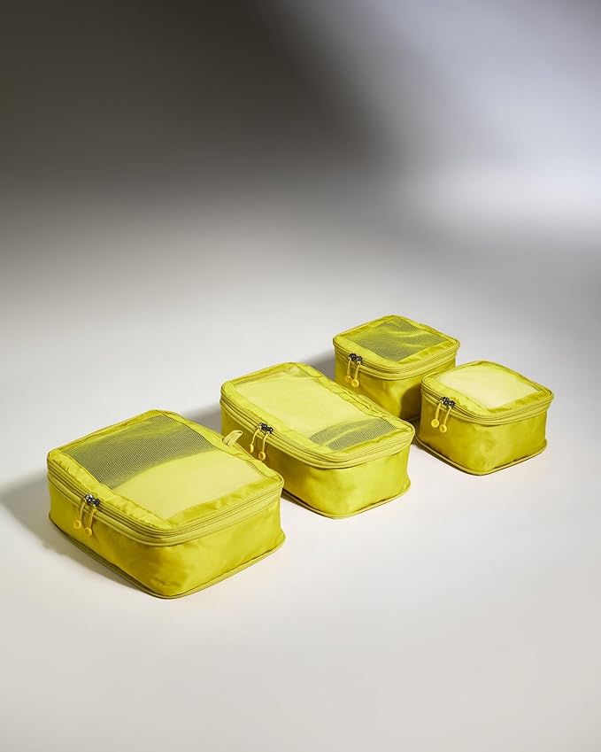 ANTLER - Compression Packing Cubes for Travel, Luggage Organiser for Suitcases or Bags, Travel Accessories, Set of 4, Gorse Yellow
