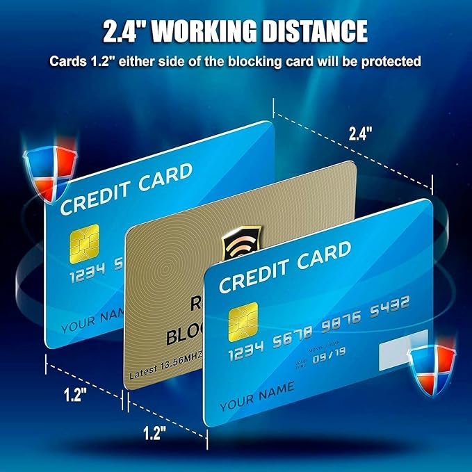 SaiTech IT RFID Blocking Card, 5 Pack One Card Protects Entire Wallet Purse For Men & Women, NFC Contactless Bank Debit Credit Cards Protector ID ATM Guard Card – Golden