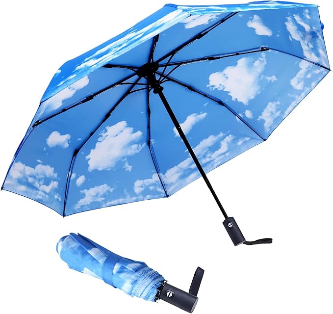 NPCQUN Travel Essentials Umbrella Windproof Compact Collapsible Light, Automatic, Strong and Portable, Wind Resistant Folding Small Umbrella for Rain