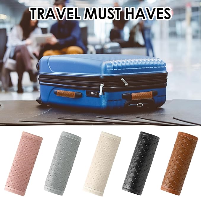 Leather Luggage Handle Wraps for Suitcase, 4 Pack Luggage Handle Cover Identifiers Tags Markers for Travel Accessories (Brown)