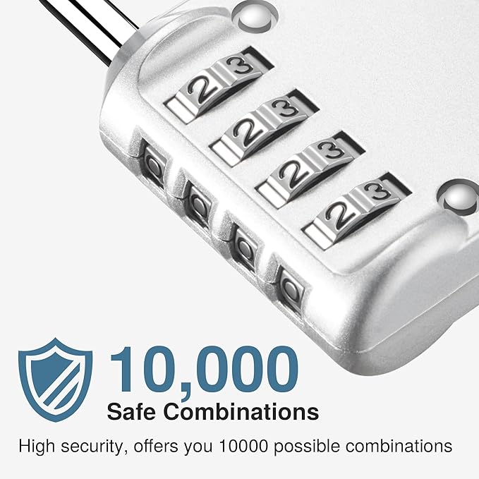 Puroma 1 Pack Combination Lock for Locker 4 Digit Outdoor Waterproof Padlock for School, Gym, Sports, Fence, Toolbox, Gate, Case, Outdoor, Hasp Storage, Cabinets (Silver)