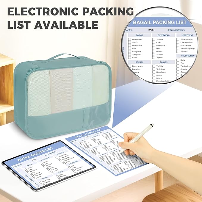 BAGAIL 9 Set Packing Cubes with Packing List Luggage Packing Organizers for Travel Accessories