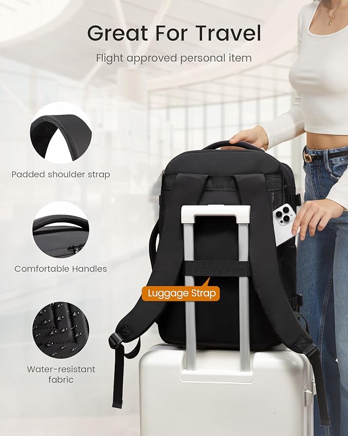 LOVEVOOK 50L Travel Backpack for Women Men, TSA Personal Item Travel Bag Fits 17.3inch Laptop, Waterproof Airline Approved Carry On Luggage With 2 Cubes for Weekender Hiking Business, Army Green