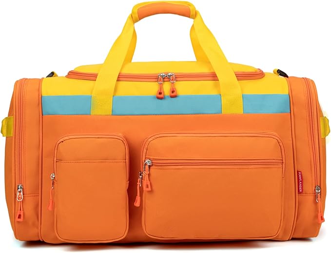 HawLander Large Kids Duffle Bag for Travel, Overnight, or Weekender, 22" inch (Orange)