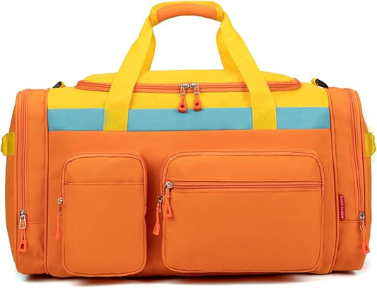 HawLander Large Kids Duffle Bag for Travel, Overnight, or Weekender, 22" inch (Orange)