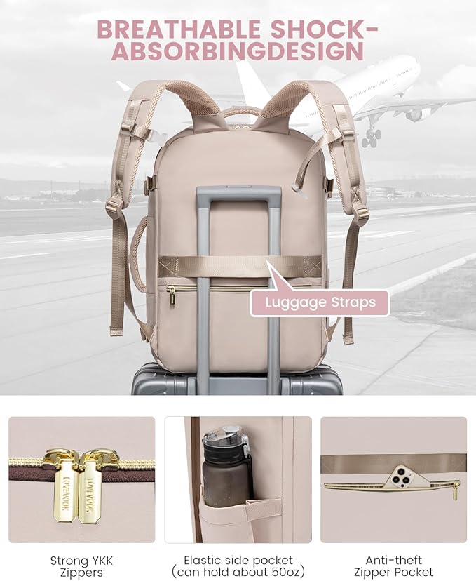 LOVEVOOK Travel Backpack for Women, 40L Carry On Backpack for Airplanes, Personal Item Bag for Airlines Fits 17 inch Laptop, TSA Approved Luggage with 3 Packing Cubes,Waterproof Weekender Gym Backpack