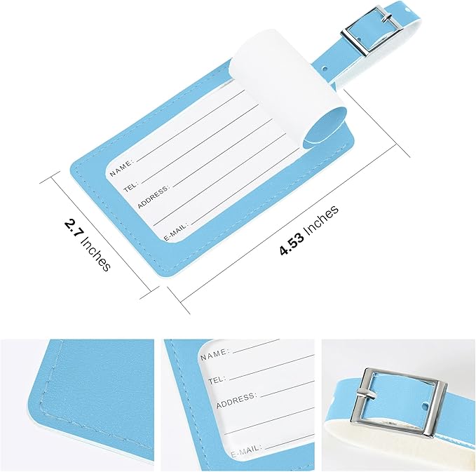 Travelambo Luggage Tags for Suitcases PU Leather Travel Tags Bag Tags Privacy Protection Travel Essentials
