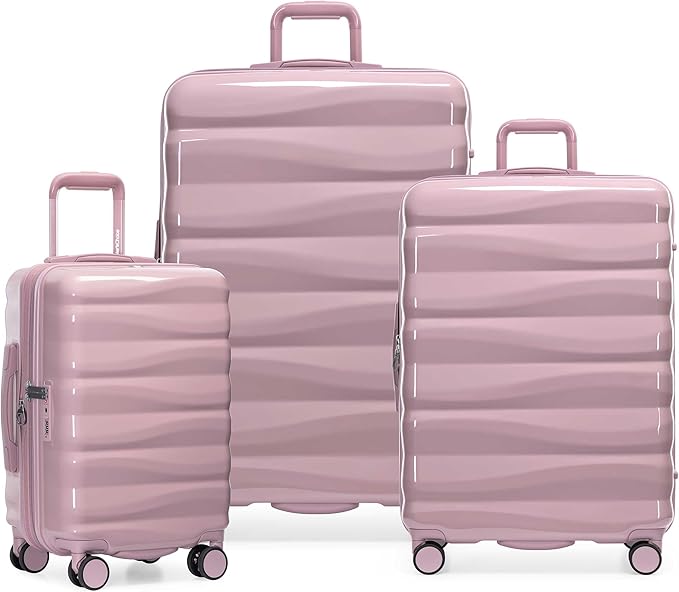 Traveler's Choice Edinburgh II Hardside Spinner Luggage, TSA Lock, Pink, 3 Piece Set (21/25/29)