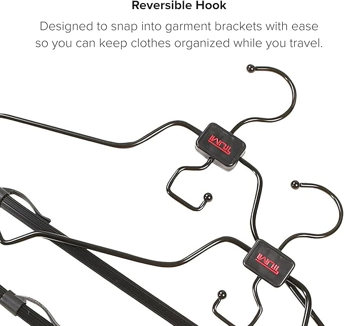 TUMI - 2-Piece Hangers Set - Travel Clothes Hanger for Suit, Coat & Trousers - Space Saving Garment Bag Hangers w/ Hooks - Black