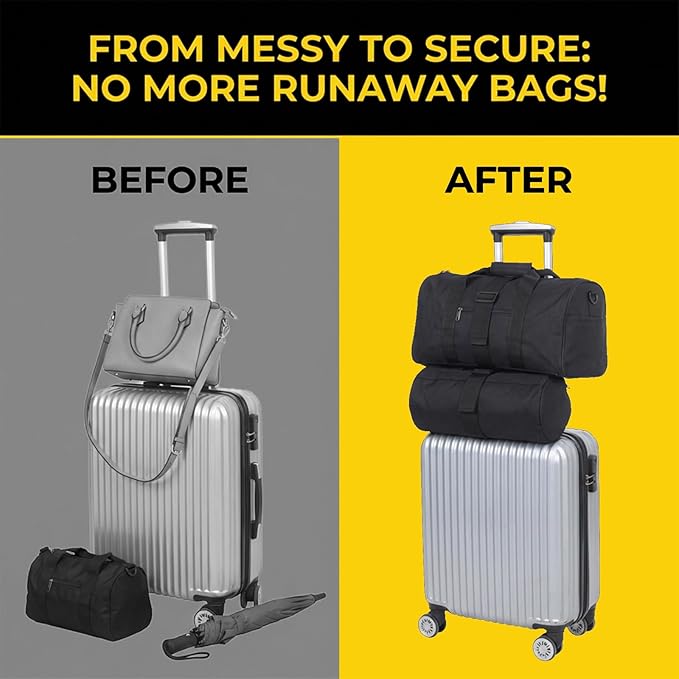 2 PCS Luggage Straps for Add a Bag Adjustable Bungee Elastic Belt Easy to Connect Two Suitcases Travel Essentials Multi-Functional Durable Secure Carry for Attaching Extra Bags Purse