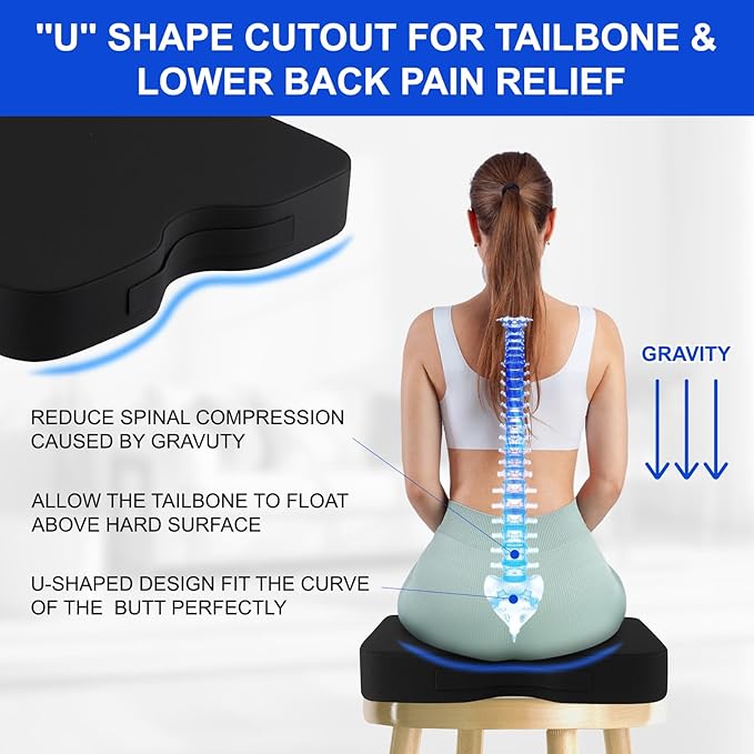 Stadium Seat Cushions 2 Pack, Extra Thick 2.5 Inch, U-Shaped Ergonomic Design, Waterproof & Portable Bleacher Seats with Carrying Handle