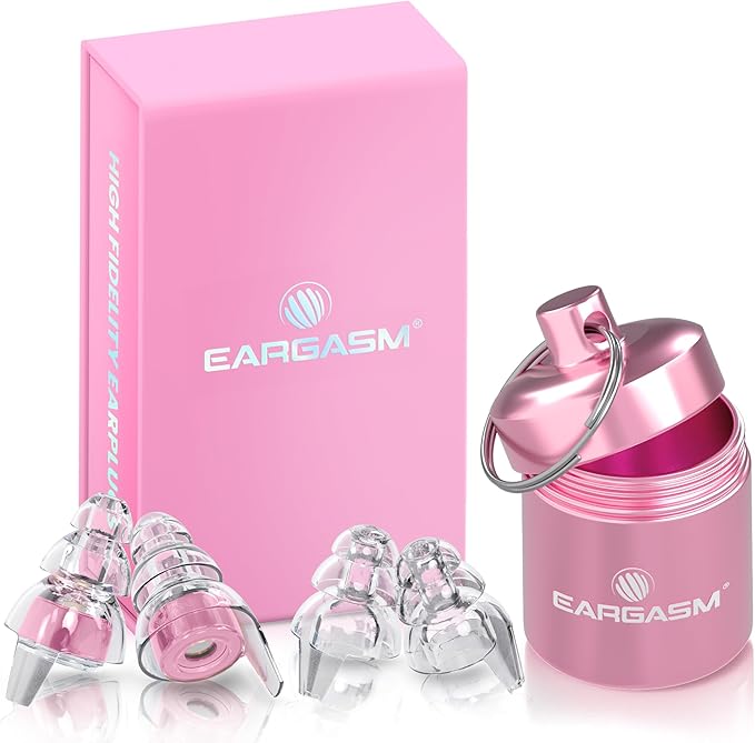 Eargasm High Fidelity Pink Earplugs for Concerts, Festivals, Musicians, DJs, Night-Life, Motorcycle Hearing Protection - Reusable Ear Plugs for High Fidelity Noise Reduction up to 21 dB