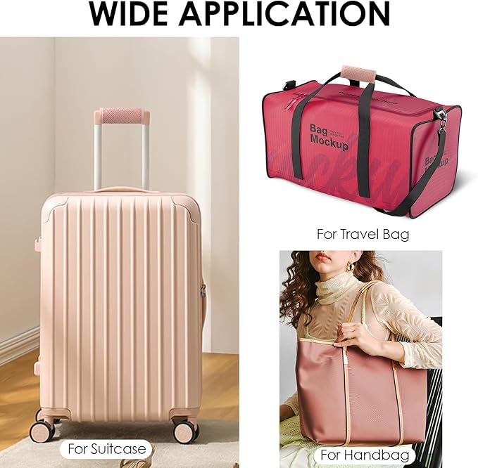 Leather Luggage Handle Wraps for Suitcase, 4 Pack Luggage Handle Cover Identifiers Tags Markers for Travel Accessories (Pink)