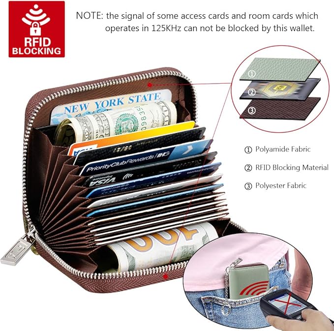 FurArt Zipper Wallet Women, RFID Blocking Credit Card Wallet, Business Card Holder, Compact Size KeyChain Wallet